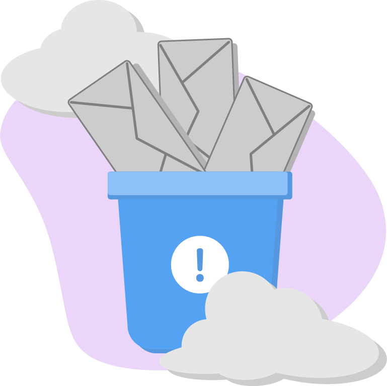 an email in a trash bin