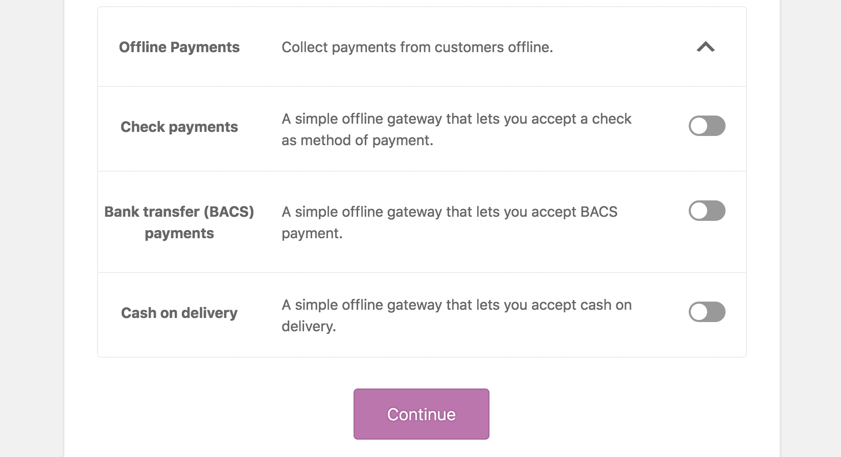 WooCommerce Payment Settings