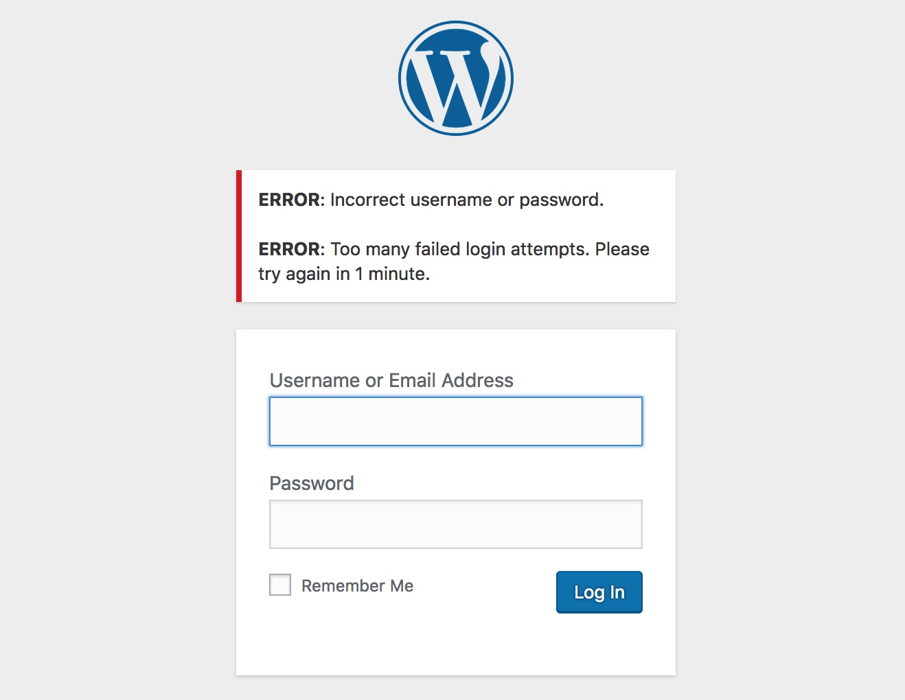 WordPress Default Login Error