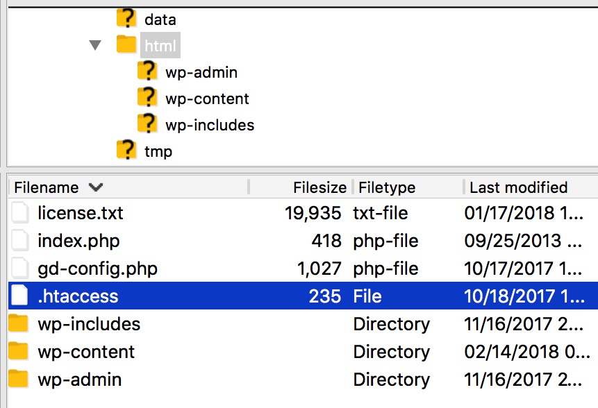 WordPress Directory htaccess file