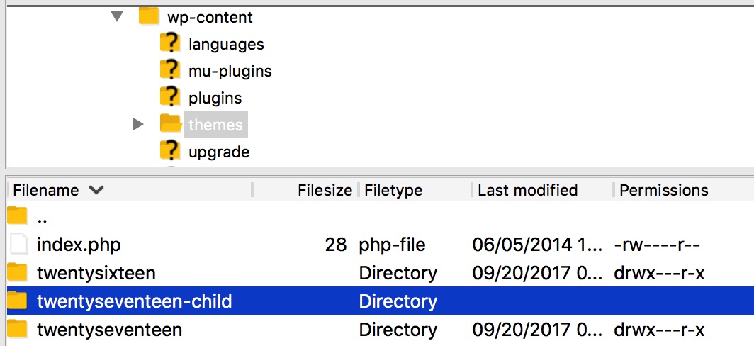WordPress FileZilla Themes Directory Right Click